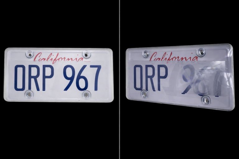 Front view Right view PhotoShield anti speed camera license plate cover License plate cover Motorcycle Exposed PhotoBlocker